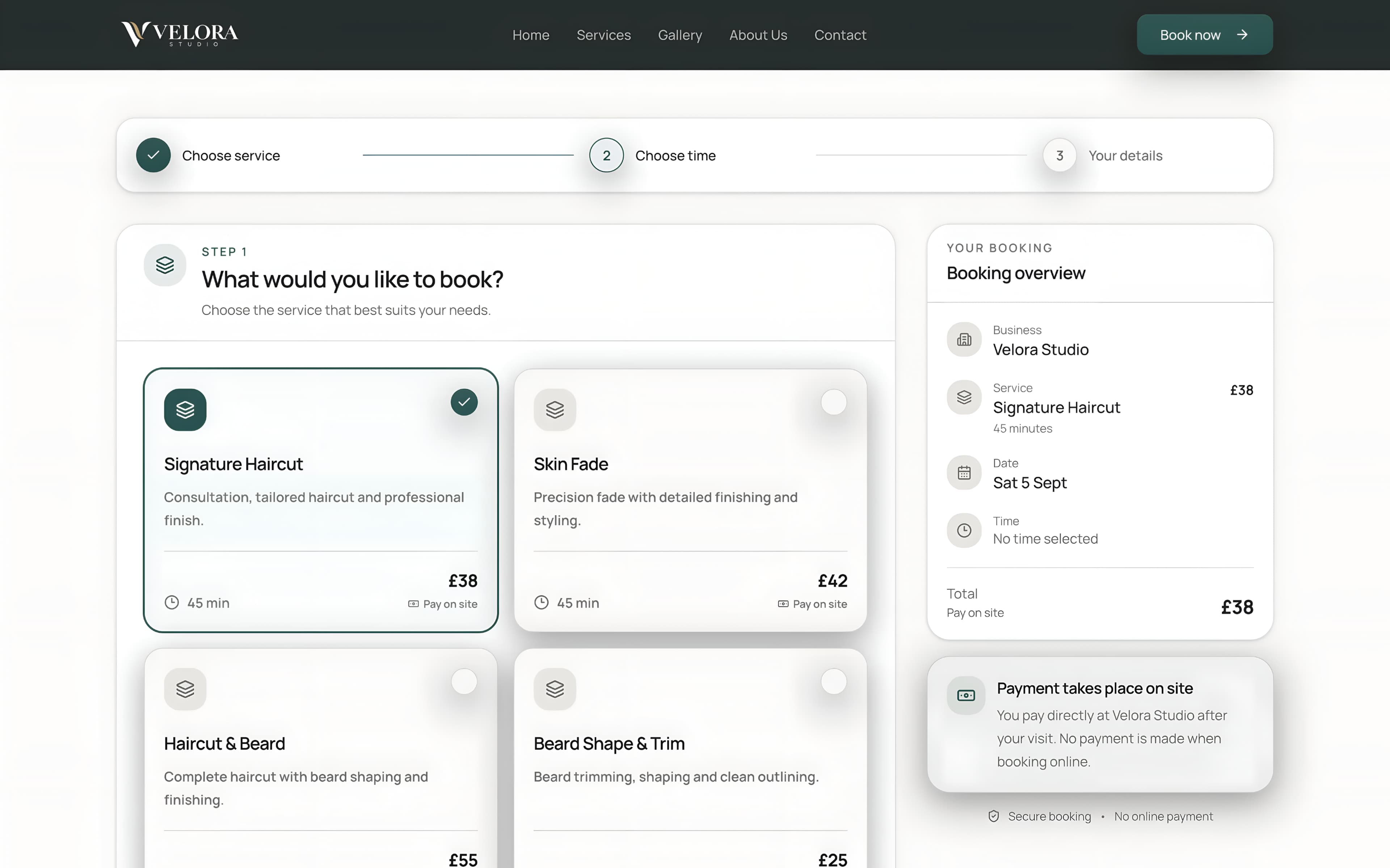 Velora Studio demonstration website