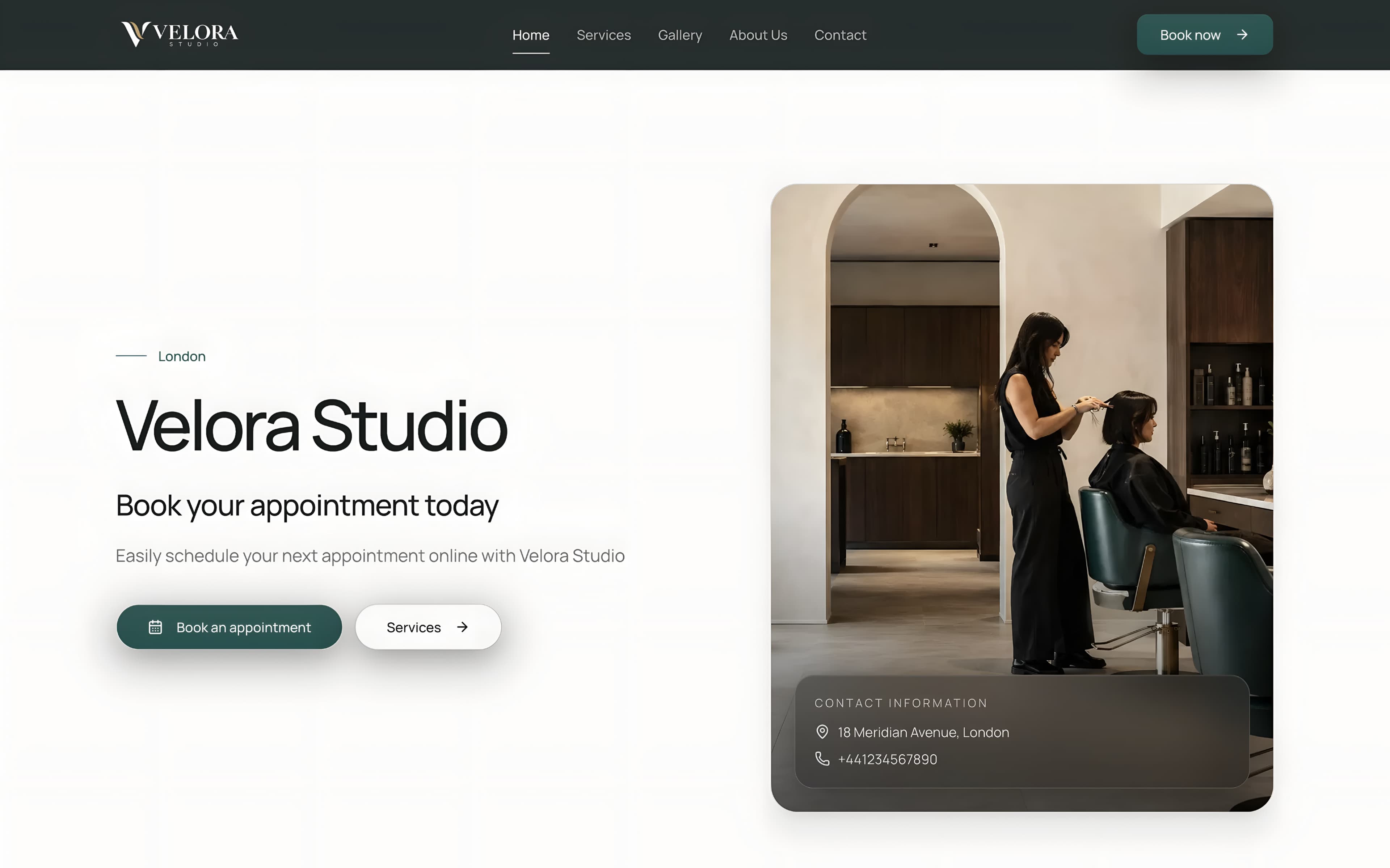 Velora Studio customer-facing website